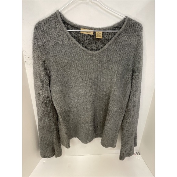 Apostrophe Sweaters - Apostrophe Shirt Womens Large Gray V Neck Long Sleeve Sweater